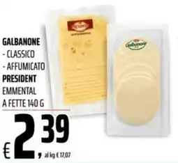 Coop Galbanone - classico - affumicato president emmental a fette offerta