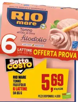 Coop Rio mare tonno filo d'olio 6 lattine offerta