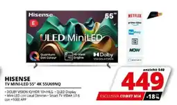 Comet HISENSE TV MINI-LED 55" 4K 55U69NQ offerta