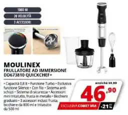 Comet MOULINEX FRULLATORE AD IMMERSIONE DD673810 QUICKCHEF+ offerta