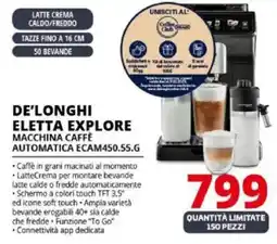 Comet DE'LONGHI ELETTA EXPLORE MACCHINA CAFFÈ AUTOMATICA ECAM450.55.G offerta