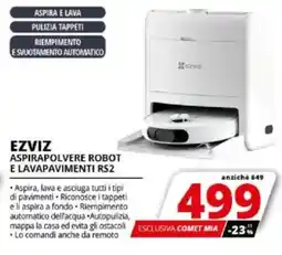 Comet EZVIZ ASPIRAPOLVERE ROBOT E LAVAPAVIMENTI RS2 offerta