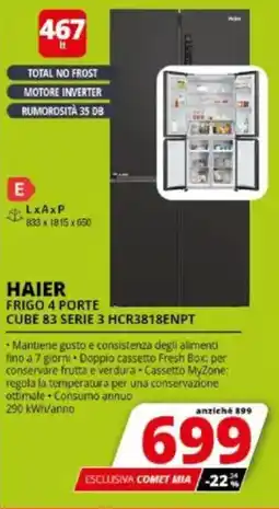 HAIER FRIGO 4 PORTE CUBE 83 SERIE 3 HCR3818ENPT