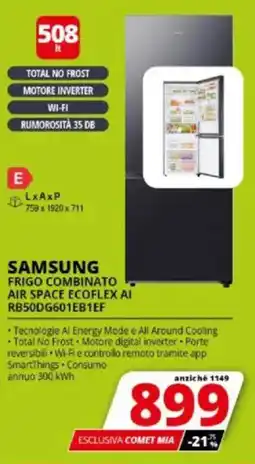 Comet SAMSUNG FRIGO COMBINATO AIR SPACE ECOFLEX AI RB50DG601EB1EF offerta