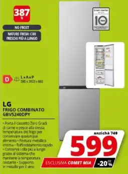 Comet LG FRIGO COMBINATO GBV5240DPY offerta