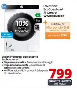 Comet SAMSUNG Lavatrice EcoDosatore Ai-Control WW11DG6B85LK offerta