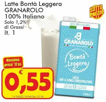 Paghi Poco Granarolo Latte Bontà Leggera 100% Italiano 1 lt offerta