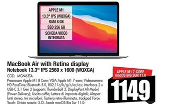 Vobis Macbook air with retina display notebook 13.3 ips 2560 x 1600 (wqxga) offerta