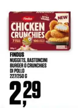 Coop Findus nuggets, bastoncini burger o crunchies di pollo offerta
