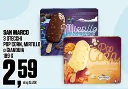 San marco 3 stecchi pop corn, mirtillo o gianduia