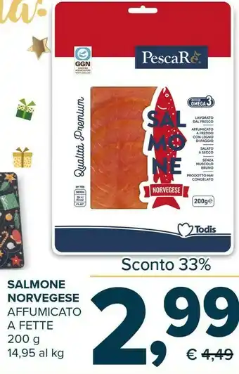 Todis Salmone norvegese affumicato a fette 200 g(ml) offerta