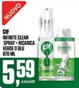 Coop Cif infinite clean spray+ricarica verde o blu offerta