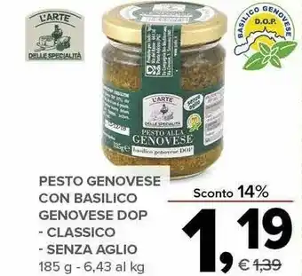 Todis L'arte delle specialità - pesto alla genovese basilico genovese dop 185 g(ml) offerta