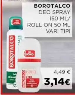 Coop BOROTALCO DEO SPRAY 150 ML/ROLL ON 50 ML offerta