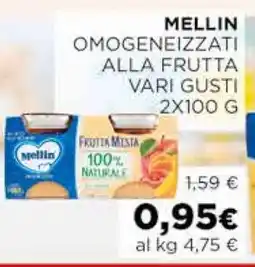 Coop Mellin Omogeneizzati alla Frutta Vari Gusti 2x100 g offerta
