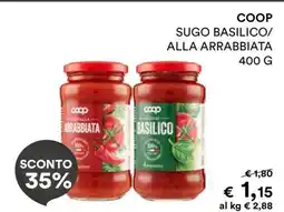 Coop COOP SUGO BASILICO/ALLA ARRABBIATA offerta