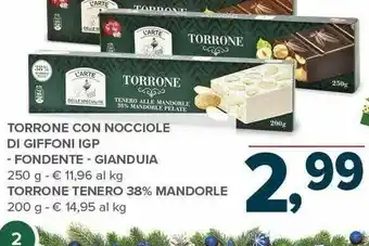 Todis Torrone con nocciole di giffoni igp - forndente - gianduia 250 g torrone tenero 38% mandrole 200 g offerta