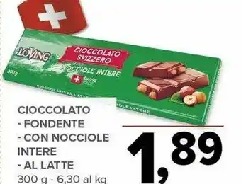Todis Cioccolato - fondente - con nocciole intere - al latte 300 g offerta