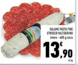 Conad Valtiberino salame pasta fine etrusco offerta