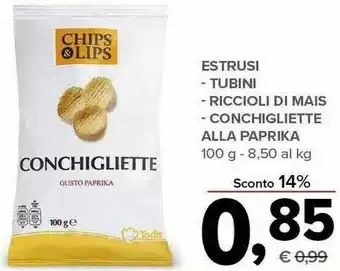 Todis Chips olips estrusi - tubini - riccioli di mais offerta