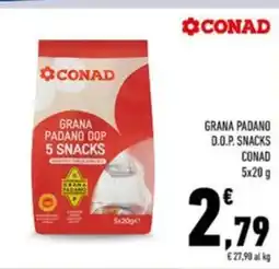 Conad Conad grana padano dop 5 snacks offerta