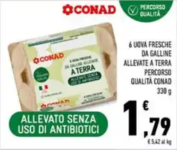 Conad Conad 6 uova fresche da galline allevate a terra percorso qualità offerta