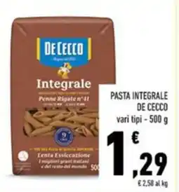 Conad Pasta integrale de cecco vari tipi offerta