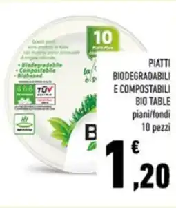 Conad Piatti biodegradabili e compostabili bio table piani/fondi 10 pezzi offerta