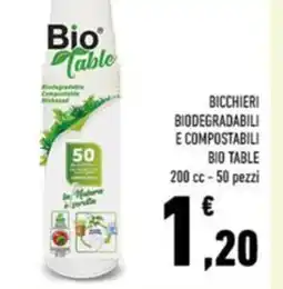 Conad Bicchieri biodegradabili e compostabili bio table 200 cc – 50 pezzi offerta