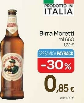 Carrefour Express Birra moretti - birra moretti 660 g(ml) offerta