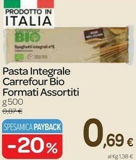 Carrefour pasta integrale bio