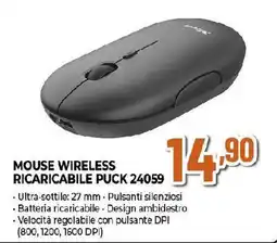 Extracoop MOUSE WIRELESS RICARICABILE PUCK 24059 offerta