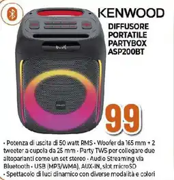 Extracoop KENWOOD DIFFUSORE PORTATILE PARTYBOX ASP200BT offerta