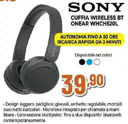 Extracoop SONY CUFFIA WIRELESS BT ONEAR WHCH520L offerta