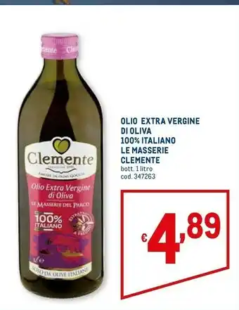 Metro Olio extra vergine di oliva 100% italiano le masserie offerta