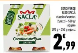Conad Condiverde riso saclà classico/wurstel 2 pezzi - 580 g/ leggero offerta