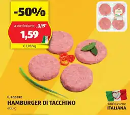 ALDI Il podere hamburger di tacchino offerta