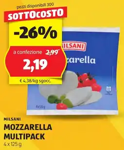 ALDI Milsani mozzarella multipack offerta