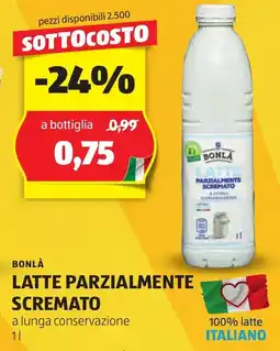 ALDI Bonlà latte parzialmente scremato offerta