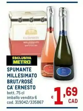 Metro Spumante brut/ rose ca' ernesto bott 75 cl offerta