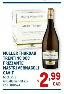 Metro Muller thurgau trentino doc frizzante mastri vernacoli offerta