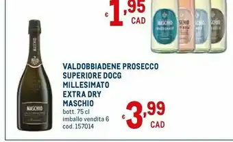 Maschio valdobbiadene prosecco superiore docg millesimato extra dry