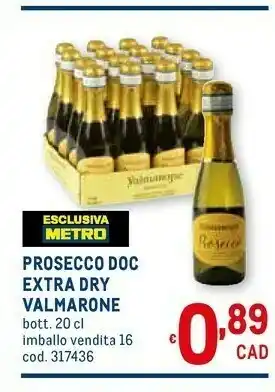 Metro Valmarone prosecco doc extra dry offerta