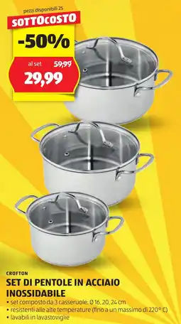 ALDI Crofton set di pentole in acciaio inossidabile offerta