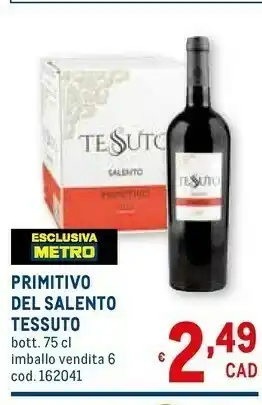 Metro Primitivo salento - vino 750 g(ml) offerta