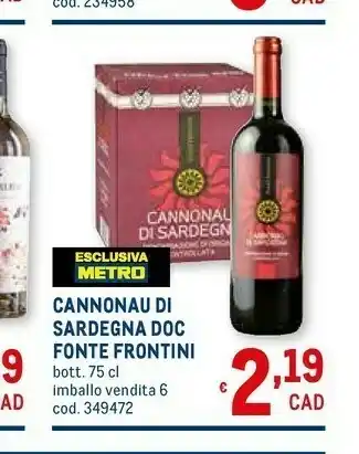 Metro Cannonau di sardegna doc offerta