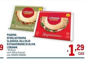 Metro Sfogliatissima la piadina all'olio extravergine di oliva 350 g(ml) offerta