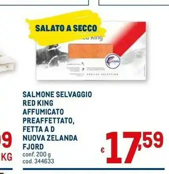 Metro Salmone selvaggio red king affumicato preaffettato, fetta a d nuova zelanda offerta