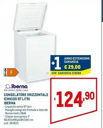 Metro Congelatore orizzontale ichh100 97 offerta