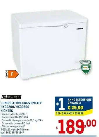Metro Hightec congelatore orizzontale hxc0200/hkc0200 offerta